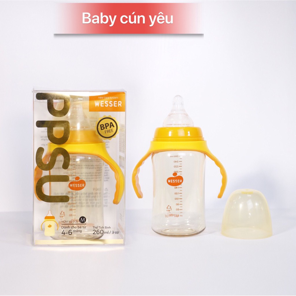 [MẪU MỚI][CHÍNH HÃNG]Bình sữa PPSU cổ rộng 180ml-260ml