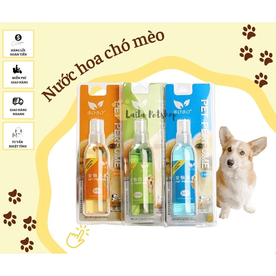 Nước Hoa Cho Chó Mèo Khử Mùi BOBO PET Perfume 120ml - Laila Petshop