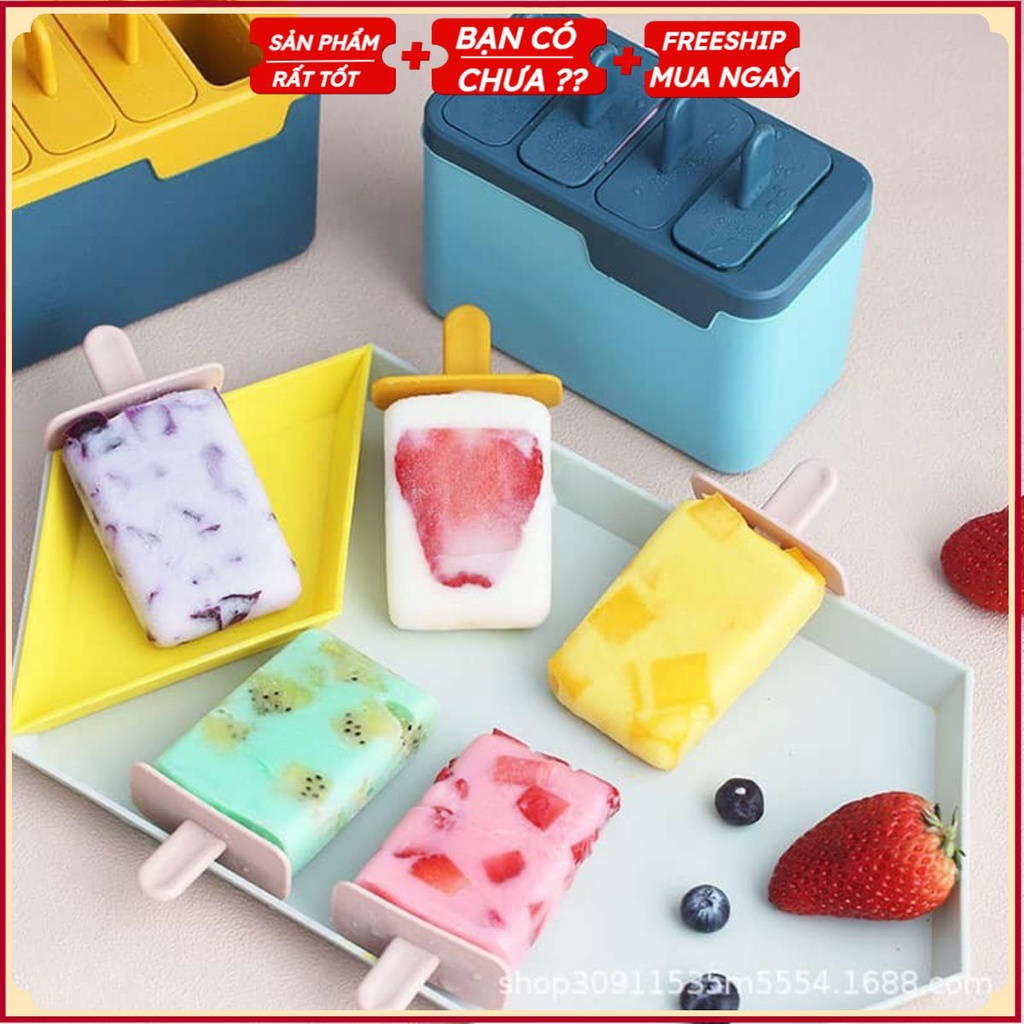 PVN24921 Hộp làm kem 2 lớp, khuôn làm kem 4 ngăn siêu tiện lợi T2