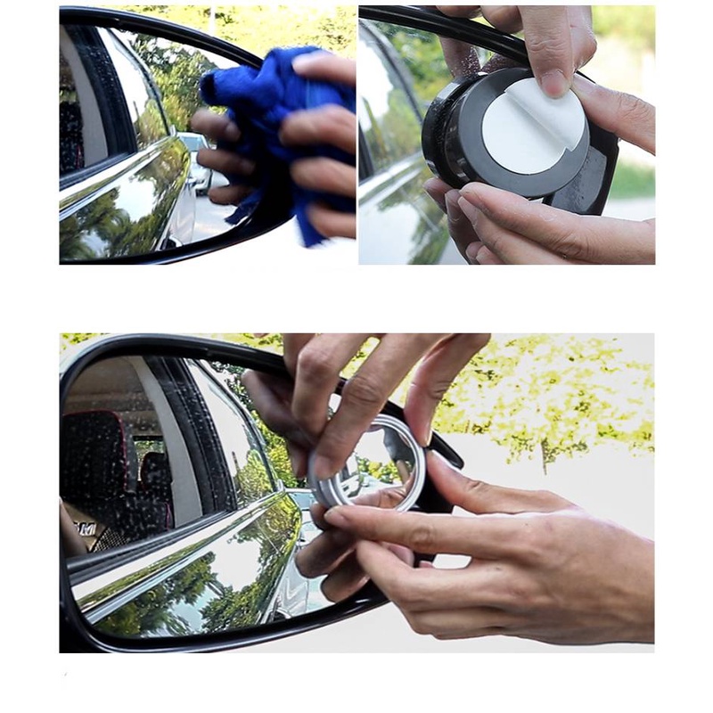 Bộ 2 gương chiếu hậu hình tròn HD không khung có thể điều chỉnh góc rộng 360 độ cho xe hơi