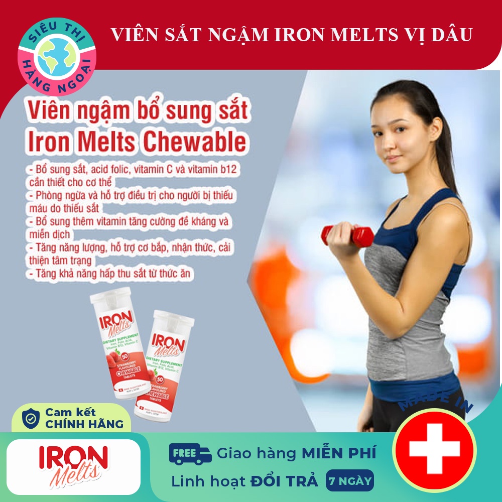 Sắt ngậm bổ sung sắt Iron Melts Chewable 50 viên