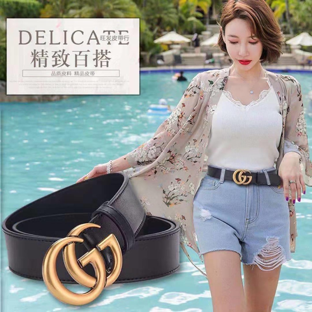 Thắt Lưng Da Pu Khóa Kim Loại Hình Chữ Phong Cách Retro Cho Nữ