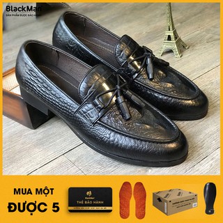 Giày lười nam da bò dập vân - ✅băng chuông cao cấp -✅ đế cao su đúc - ✅bảo hành da 12 tháng - mã gl11