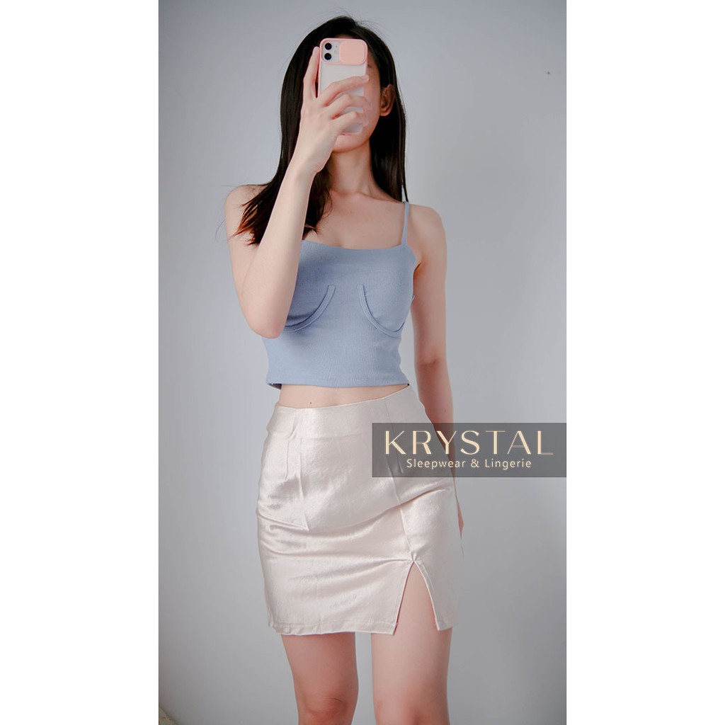 [Mã FAMALLT5 giảm 15% đơn 150k] Chân váy nữ dáng chữ A xẻ đùi màu Nude phong cách Basic KRYSTAL NK40