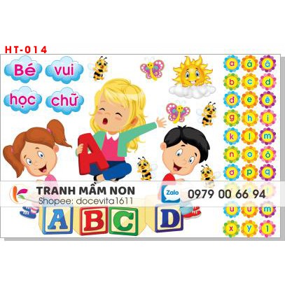 Decal mầm non- GÓC HỌC TẬP -2 khổ to 127x80