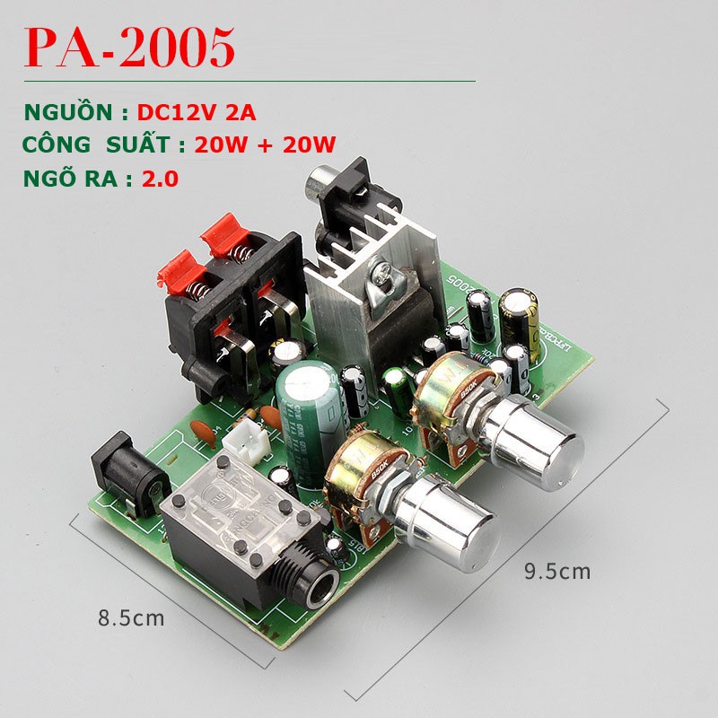 ✹✼◘Mạch khuyếch đại công suất PA 2005, Nguồn 12V , 20W + Dùng độ loa kéo, karaoke .v.v...
