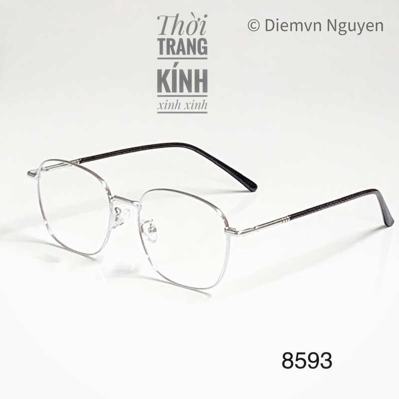 Gọng kính cận kim loại titan cao cấp 8593_ Gọng cận vuông nam nữ, chất nhẹ, mảnh