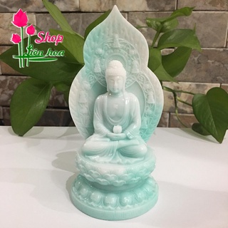 Tượng Phật A Di Đà cao 18 cm màu xanh mang bình an cho mọi người