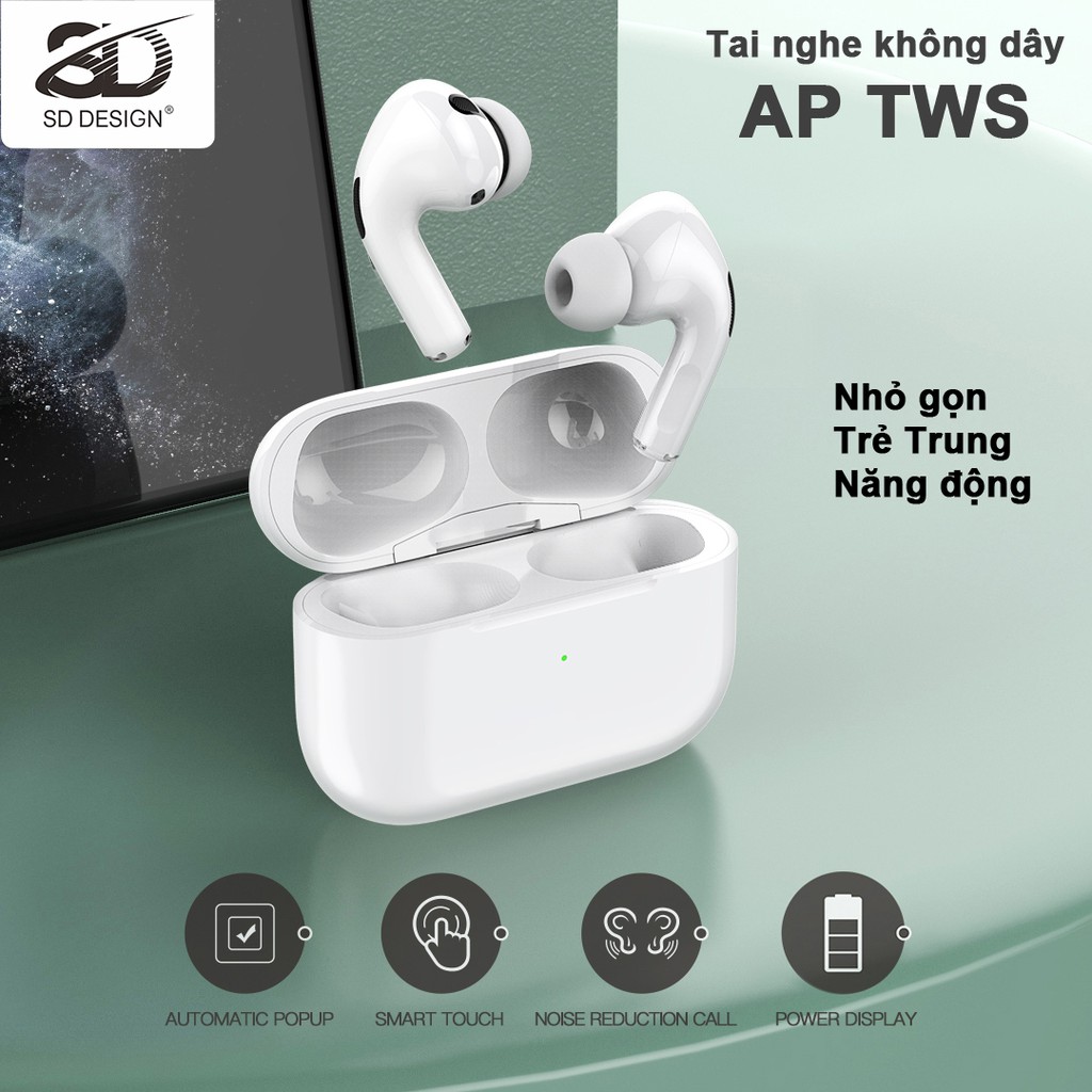 Tai nghe Bluetooth AP-TWS chính hãng SD DESIGN tai nghe không dây Định Vị - Đổi Tên Cảm Ứng Chạm, Chống Ồn, Âm Hay