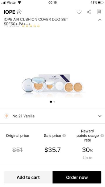 Phấn nước IOPE Air Cushion SPF 50+ PA+++