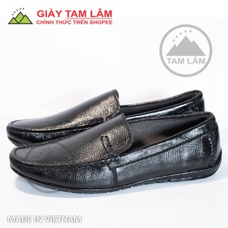Giày lười da bò sần màu đen DS02