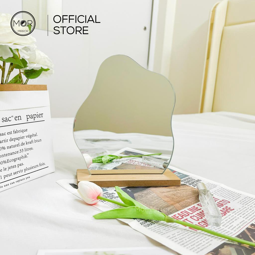 Gương Để Bàn Trang Điểm Hình Hạt Đậu Cao Cấp MOR MIRROR Nội Thất Decor Phòng Kích Thước 20x24 cm