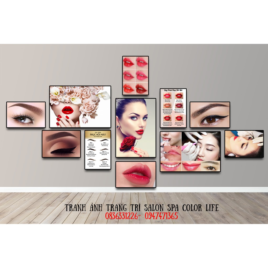 TRANH PHUN XĂM SPA THẨM MỸ MÀY MÔI DÁN TƯỜNG ẢNH TRANG TRÍ TIỆM PHUN XĂM SIÊU ĐẸP