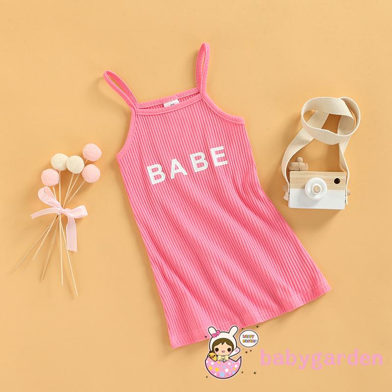 Đầm Hai Dây Dáng Chữ A In Chữ Thời Trang Mùa Hè Cho Bé Gái 1-6 Tuổi