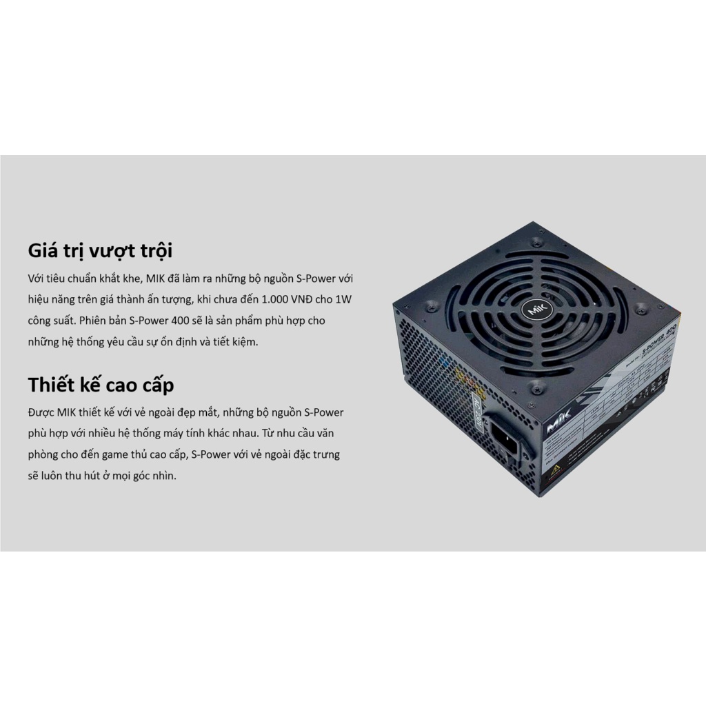 Nguồn Máy Tính 400W - 500w - 600w Mik S-Power - Bảo Hành chính hãng 36 Tháng