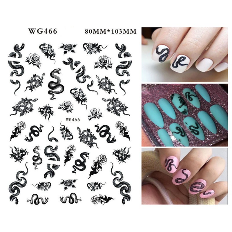 Miếng Dán Trang Trí Móng Tay Họa Tiết Da Rắn/ Bươm Bướm Xinh Xắn DIY