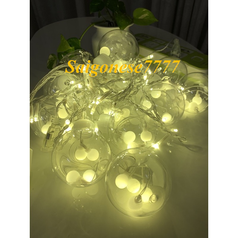 Dài 4 Mét 12 Bóng Đèn Led Hình Cầu Cherry Ball Trang Trí Ngoài Trời Noel Lễ Tết Rèm Đèn Led Chống Nước Xài Điện 220V