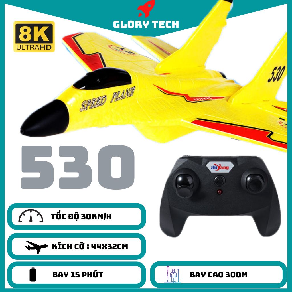 Máy Bay Phản Lực Chiến Đấu Điều Khiển Từ Xa To 44cm Mig 530 Cao Cấp, T Funny, Xốp EPP Chống Va Đập, Khoảng Cách Bay 300m