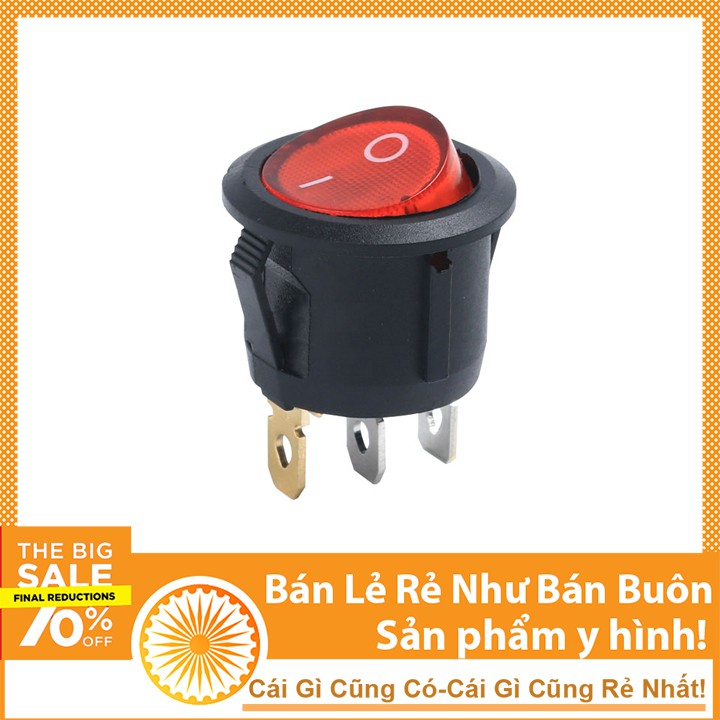 Công Tắc Bập Bênh Tròn Có Đèn3 Chân KCD2 6A 250V