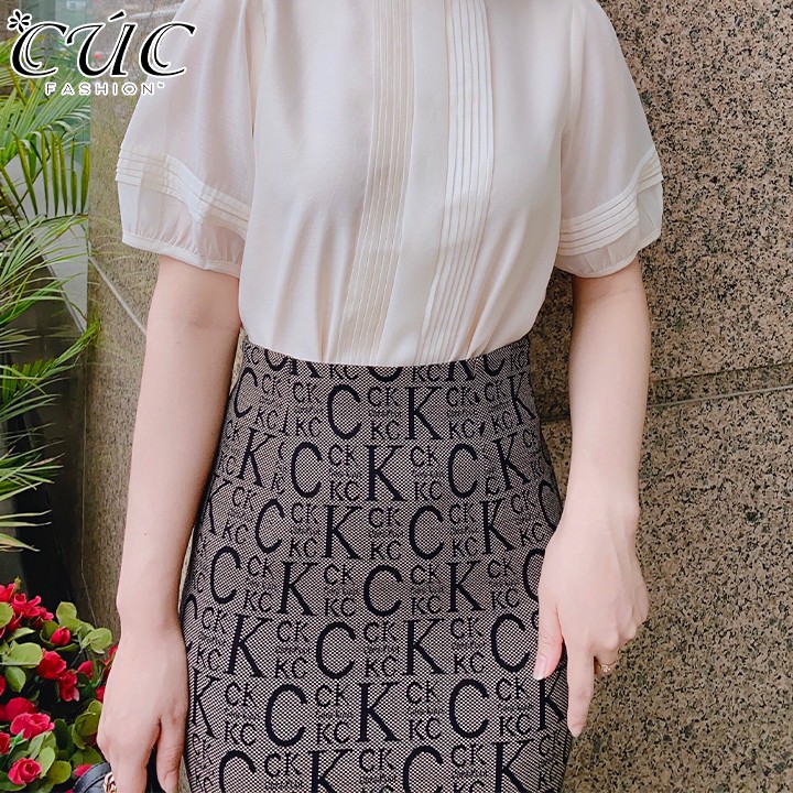 Chân váy nữ dáng dài cao cấp công sở from đẹp Cúc Fashion CV594 cv umi chữ [C]K