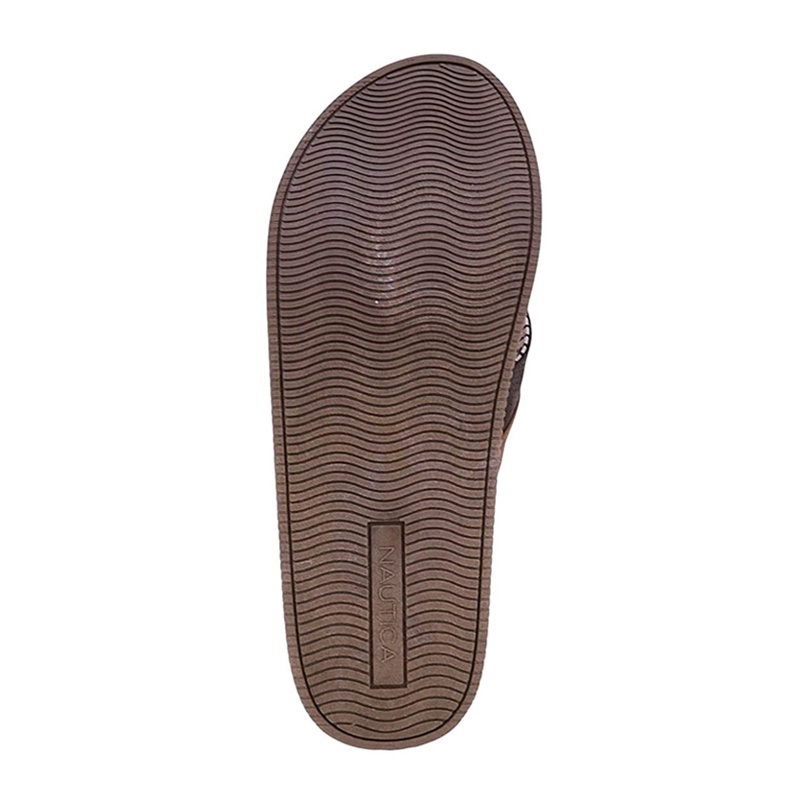 Dép nam Nautica Clarkson 2 Logo-Embossed Thong Sandal - Tan/Brown