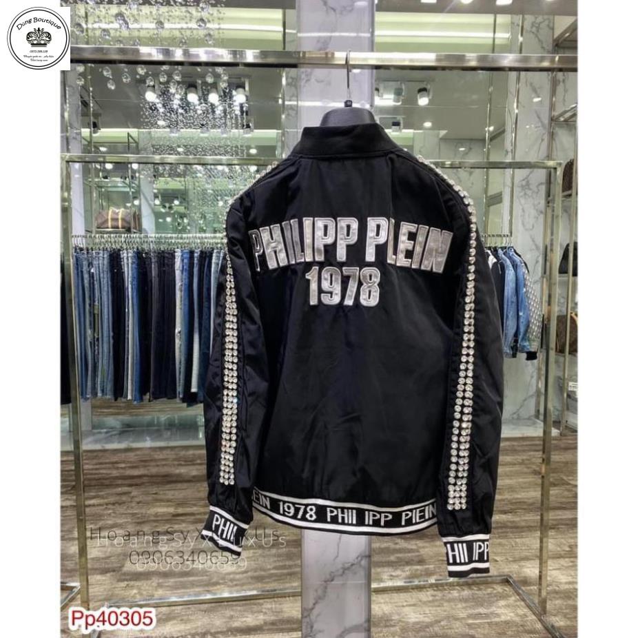 Áo khoác Philip đính đá kéo khóa Cao Cấp - Áo khoác philip chữ thêu  ảnh thật shop chụp