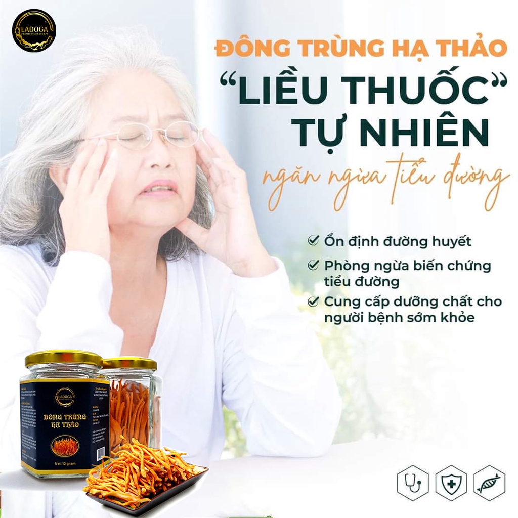 Nấm Đông Trùng Hạ Thảo LADOGA sấy thăng hoa đóng hộp 10g