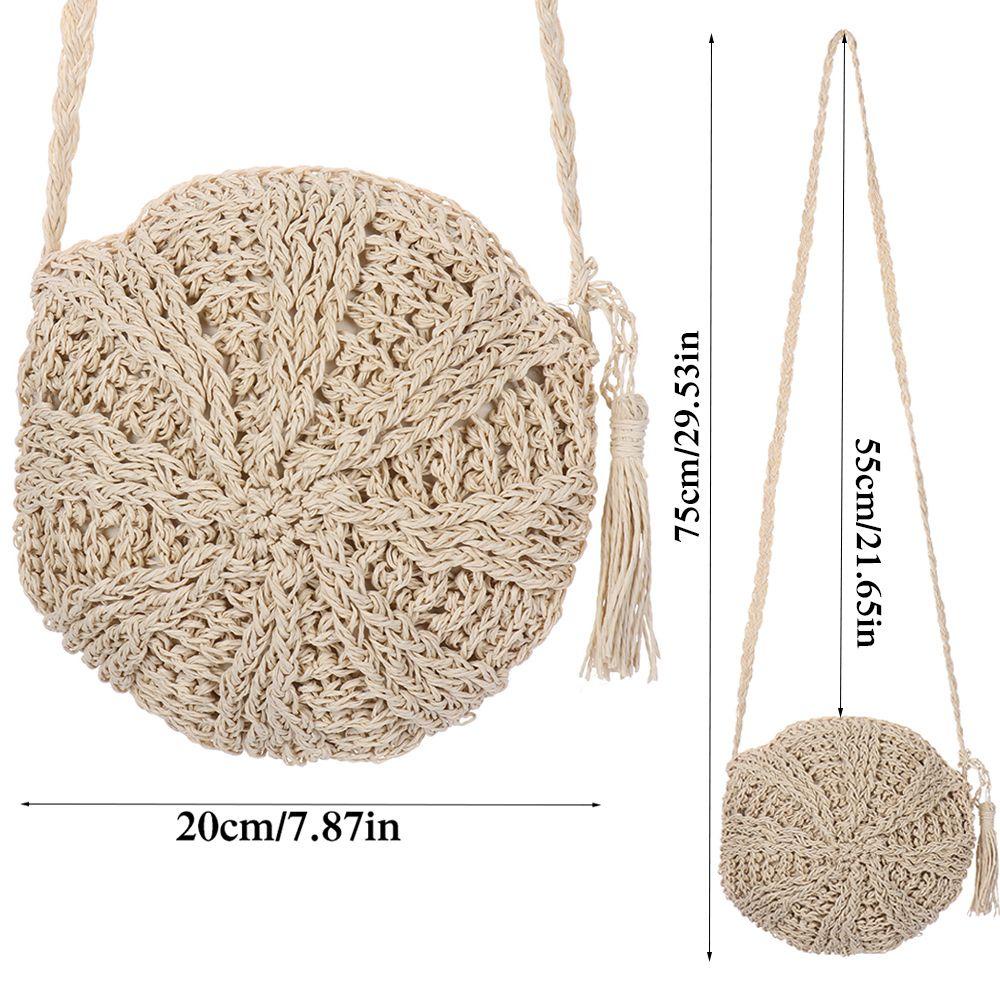 JUNE Fashion Straw Bag Shoulder Bags Summer Beach Bag Straw Handbag Handbag Knit Round Handmade Women Girl Rattan Woven/Multicolor