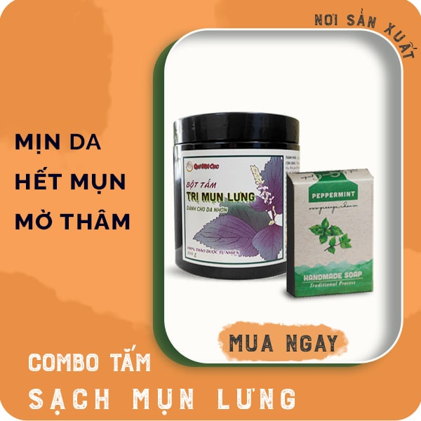 COMBO TẮM SẠCH MỤN LƯNG &amp; CHĂM SÓC DA TOÀN DIỆN THIÊN NHIÊN - HANDMADE BY QUÊ MỘT CỤC