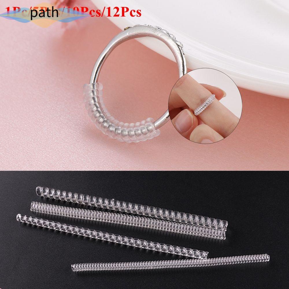 Set 1/5/10/12 vòng xoắn ốc trong suốt có thể điều chỉnh kích cỡ nhẫn tiện dụng