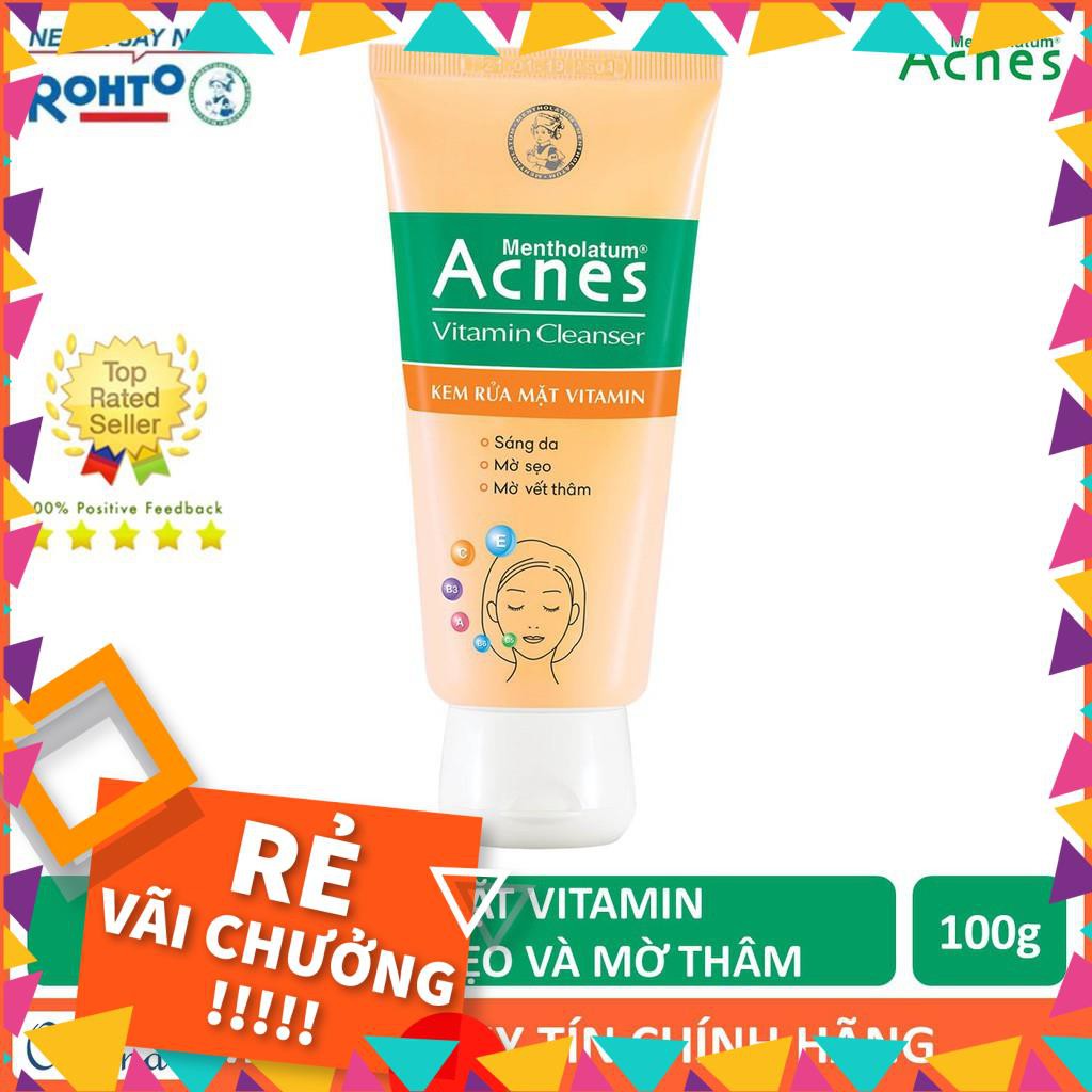 Kem Rửa Mặt Sáng Da, Mờ Sẹo Và Vết Thâm Vitamin Acnes Vitamin Cleanser 100g (Vàng)