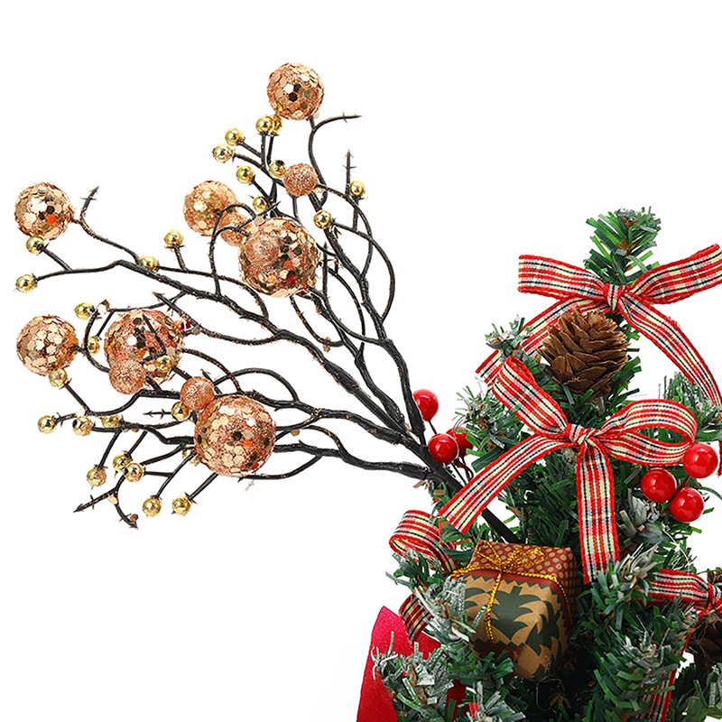 Cành quả sung nhũ kim tuyến trang trí NOEL -GIÁNG SINH, oản, tháp bánh