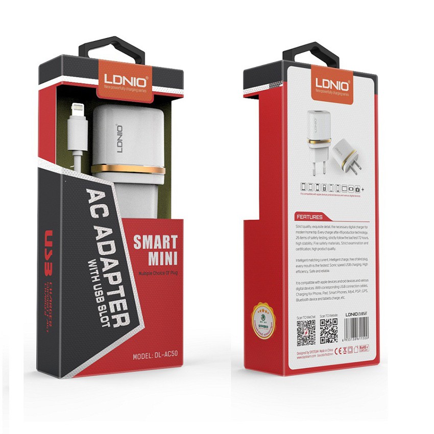 Sạc Iphone Combo sạc iphone chính hãng LDNIO - Củ sạc kèm dây sạc cho điện thoại Iphone