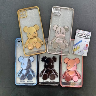 Ốp Lưng Samsung A22 5G Gấu BearBrick Viền Xi Màu