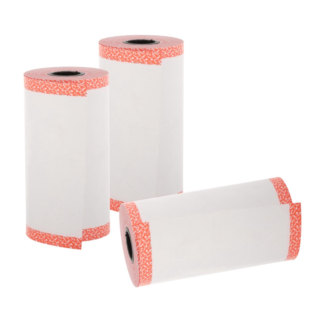 Bộ 3 Giấy In Nhiệt Mini Viền Màu Kích Thước 57x30mm Không Dính Để Chọn