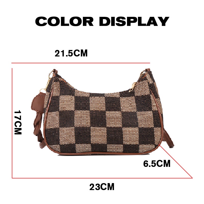 Túi đeo dưới cánh tay YADOU họa tiết sọc caro phong cách vintage thời trang cho nữ