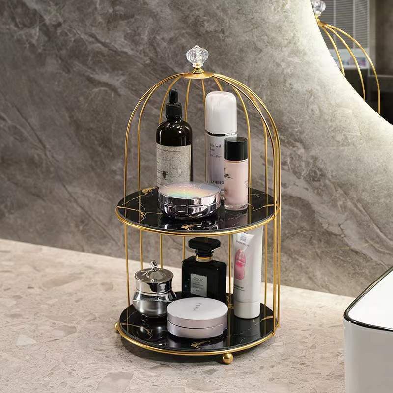 Kệ Đựng Đồ Mỹ Phẩm Kiểu lồng chim Để Bàn Sang Trọng Tiện Dụng Cho Bàn trang điểm phòng tắm
