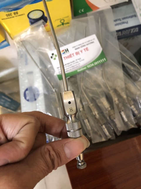 Ống hút dịch,tai mũi họng inox ,hút dịch xoang mũi - ống hút phẫu thuật kim loại thanh quản tai mũi họng số 8