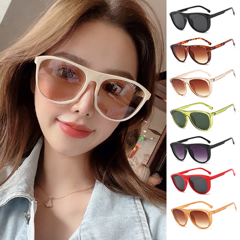 Kính Mát Chống Tia UV400 Hình Oval Màu Nâu Cổ Điển Thời Trang Cho Nữ