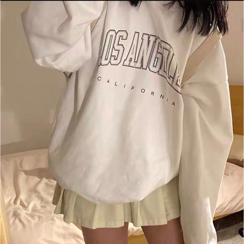 Áo sweater Los Ang nỉ da cá dáng rộng Hàn Quốc (hình thật/sẵn) | BigBuy360 - bigbuy360.vn