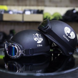 [HÀNG CHÍNH HÃNG] Combo Mũ bảo hiểm nửa đầu 1/2 họa tiết cung hoàng đạo + kính uv 400/ uv500/ kính phi công