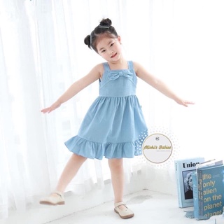 Váy hè 2 dây phong cách hàn quốc sang chảnh cho bé, váy jean cho bé