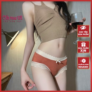 Quần lót nữ retro cotton viền ren eo thấp, quần sịp nữ cotton viền ren dễ thương S114