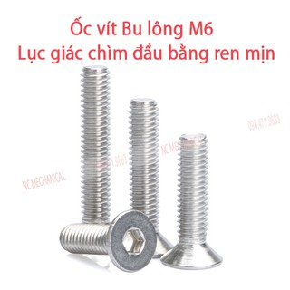 Ốc vít  inox 304  M6 đầu bằng  khắc lục giác chìm ren mịn