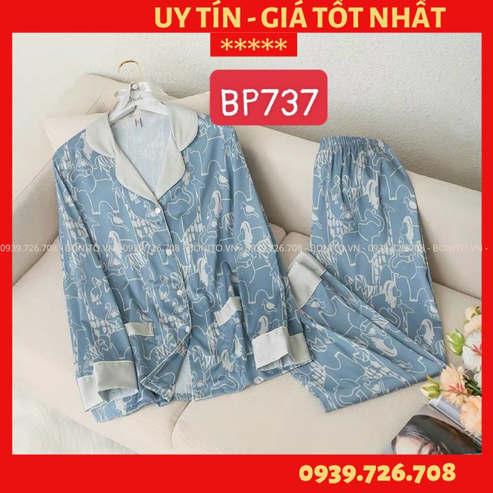 Đồ mặc nhà cao cấp- Bộ đồ ngủ pijama lụa cao cấp quần dài tay dài có viền túi hàng đẹp chuẩn