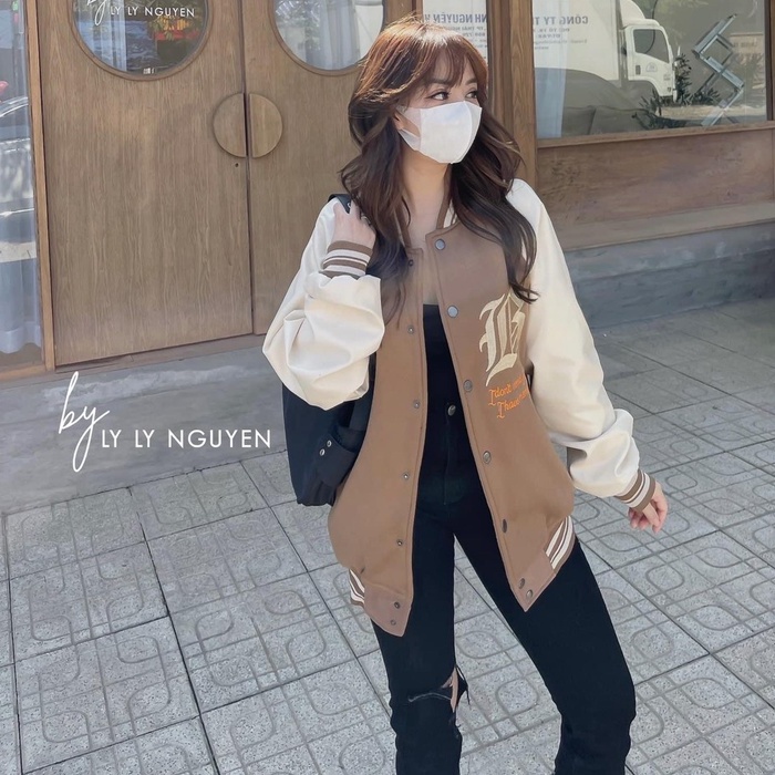 Áo khoác bomber phối tay trắng Ulzzang Unisex