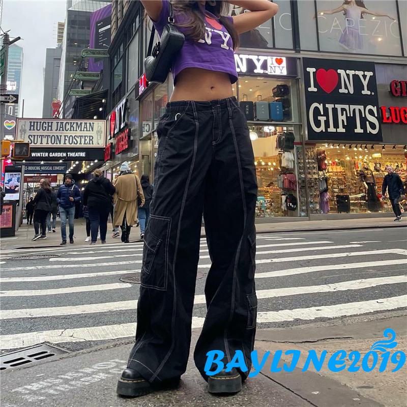 Quần Jogger Dáng Rộng Có Khóa Kéo Phong Cách Retro Hàn Quốc Dễ Thương Cho Nữ Y2k