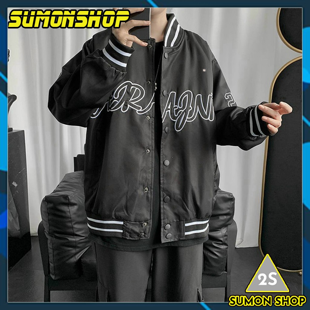 Áo Khoác Dù Bomber Unisex Form rộng 2 lớp Nam/Nữ phối màu classic 2 màu-Sumon Shop