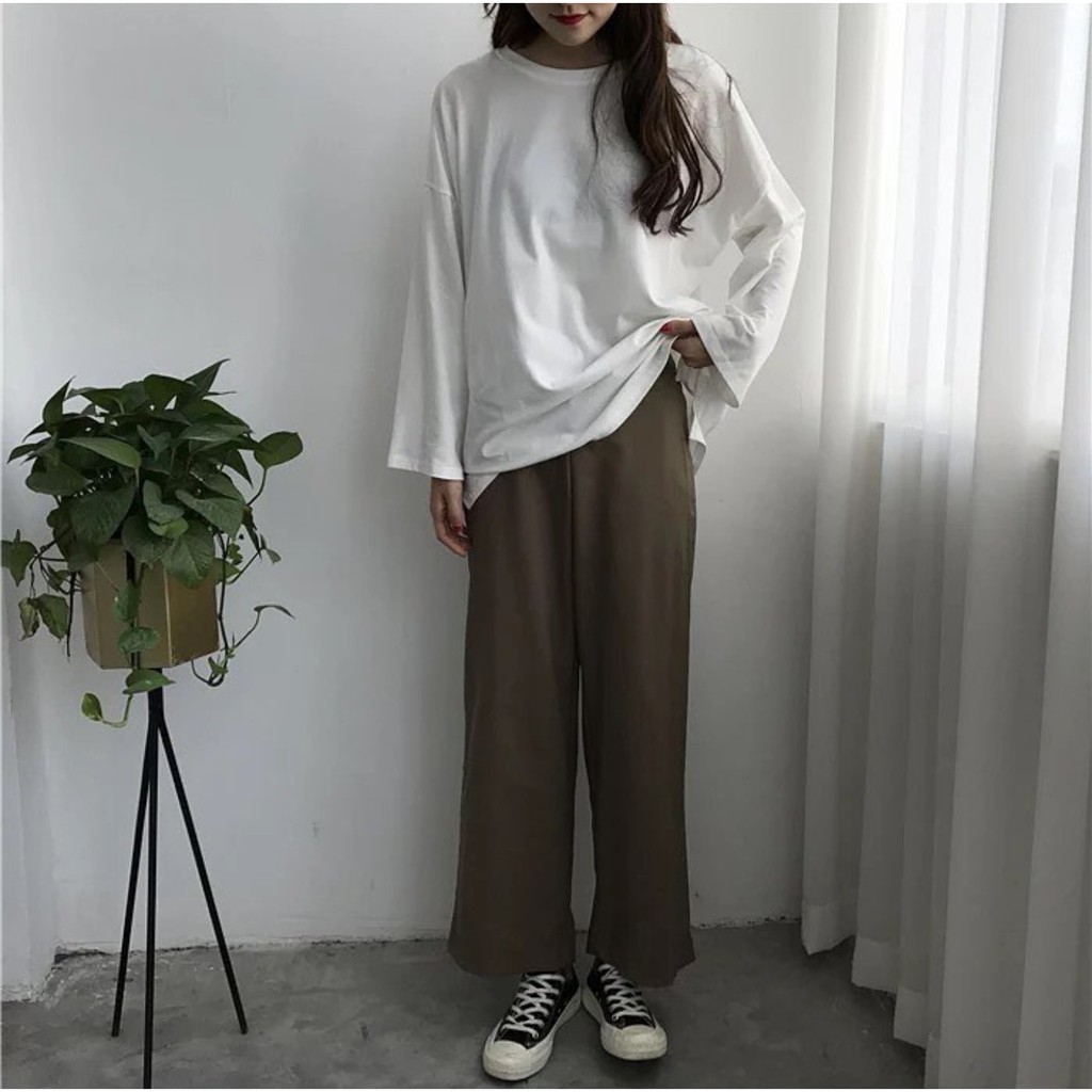 Áo Tay Dài LONG SLEEVE BASIC Màu Trắng Unisex ❤️FREESHIP❤️ Nam nữ unisex