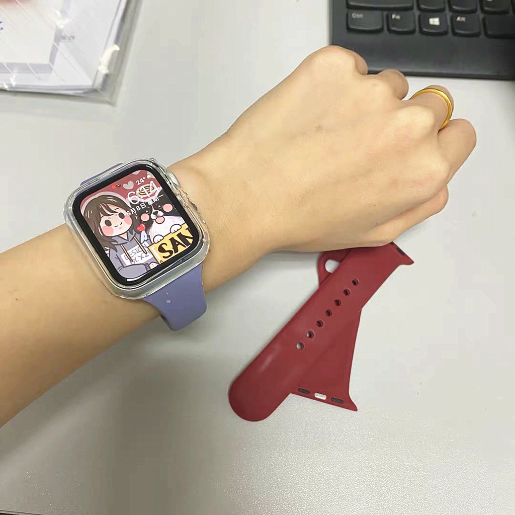 Dây đeo silicon mềm thay thế cho đồng hồ Apple Watch 6 5 4 3 2 1 38MM 42MM 40mm 44mm